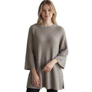 Lauren Conrad Sweater Pullover Women’s M Beige Choker Lace-Up Keyhole NWT